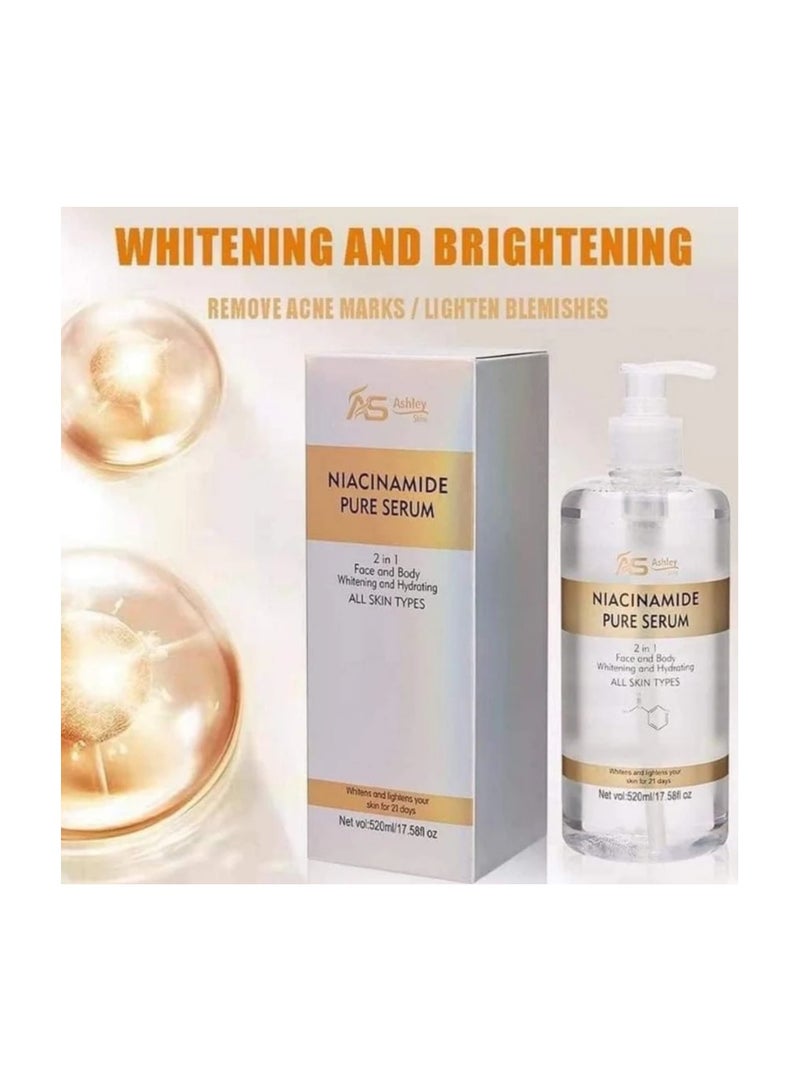 AS Ashley Niacinamide Pure Serum 2in1 Face and Body Whitening and Hydrating All Skin Type 520ml