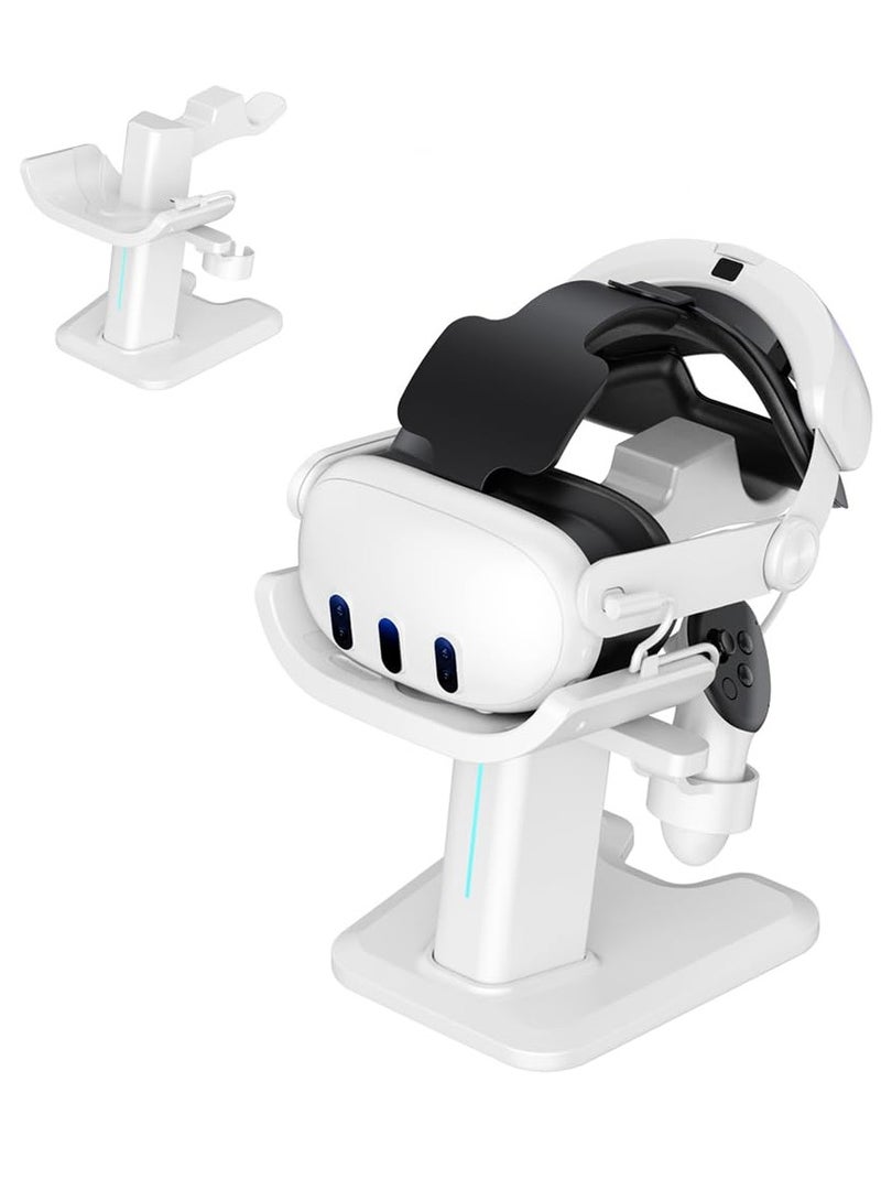 Charging Dock for Meta Quest 3 VR Headset with LED Light, Display Stand for Touch Controllers, White Station Holder