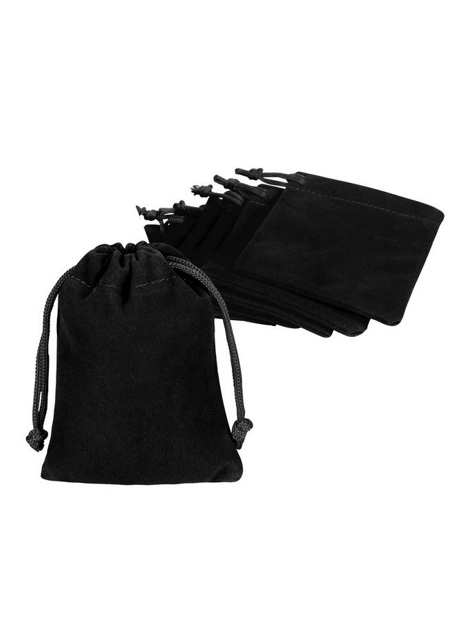 10Pcs Velvet Drawstring Bags Wedding Gift Bags Velvet Cloth Jewelry Pouches (Black)