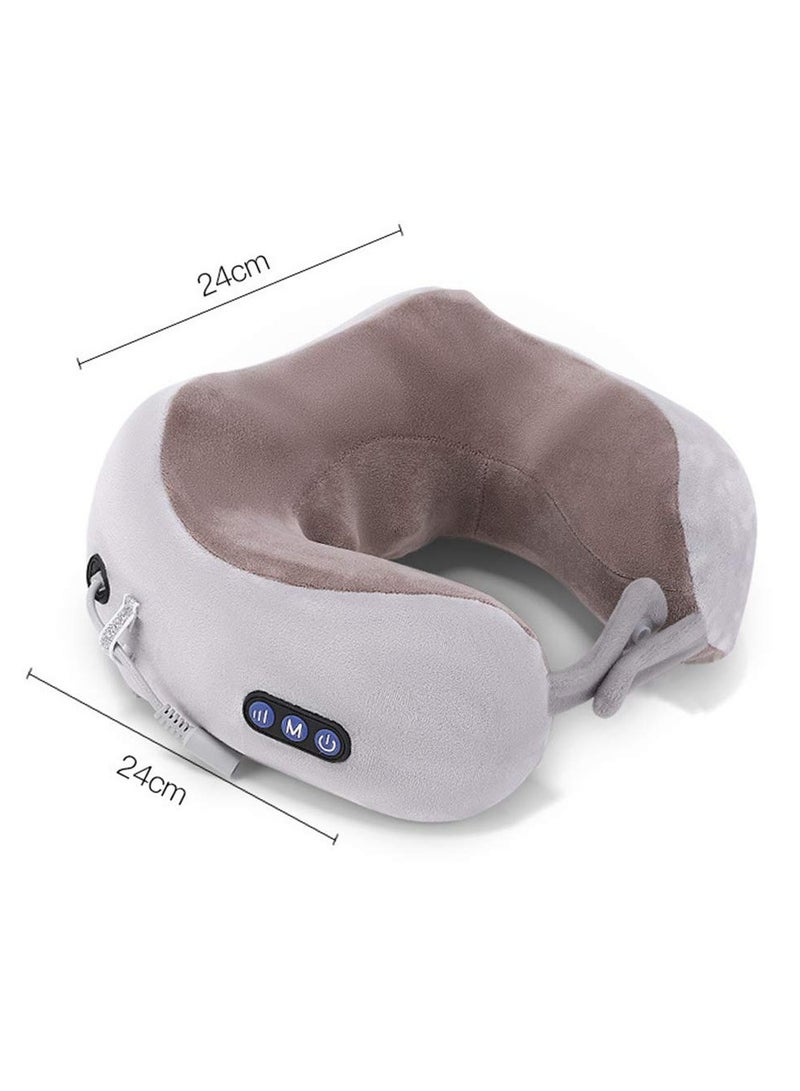 Travel Pillows For Sleeping Airplane, Portable Electric Neck Massager Soft Comfortable Breathable U-Shaped Memory Foam Massage Neck Pillow For Car Home And Office