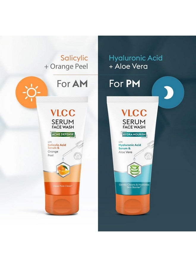 Salicylic Acid & Orange Peel Serum Facewash 150 Ml For Deep Pore Cleansing For Am With Free Hyaluronic Acid & Aloe Vera Serum Facewash 150 Ml To Strengthen Skin Barrier For Pm (B1G1)