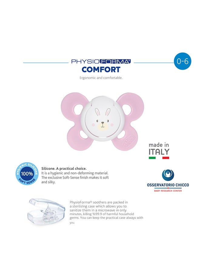 PhysioForma Comfort Silicone Soother 0-6M 1Pc, Pink