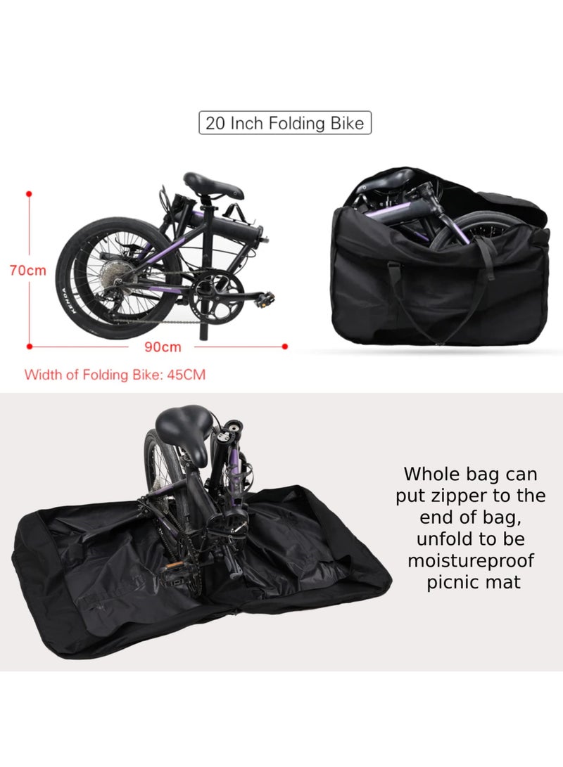 Folding Bike Carry Bag, 20 Inch Waterproof Storage Bag for Folding Bicycle, Outdoor Foldable Bike Protective Bag for Subway, Airplane, Bus, Car