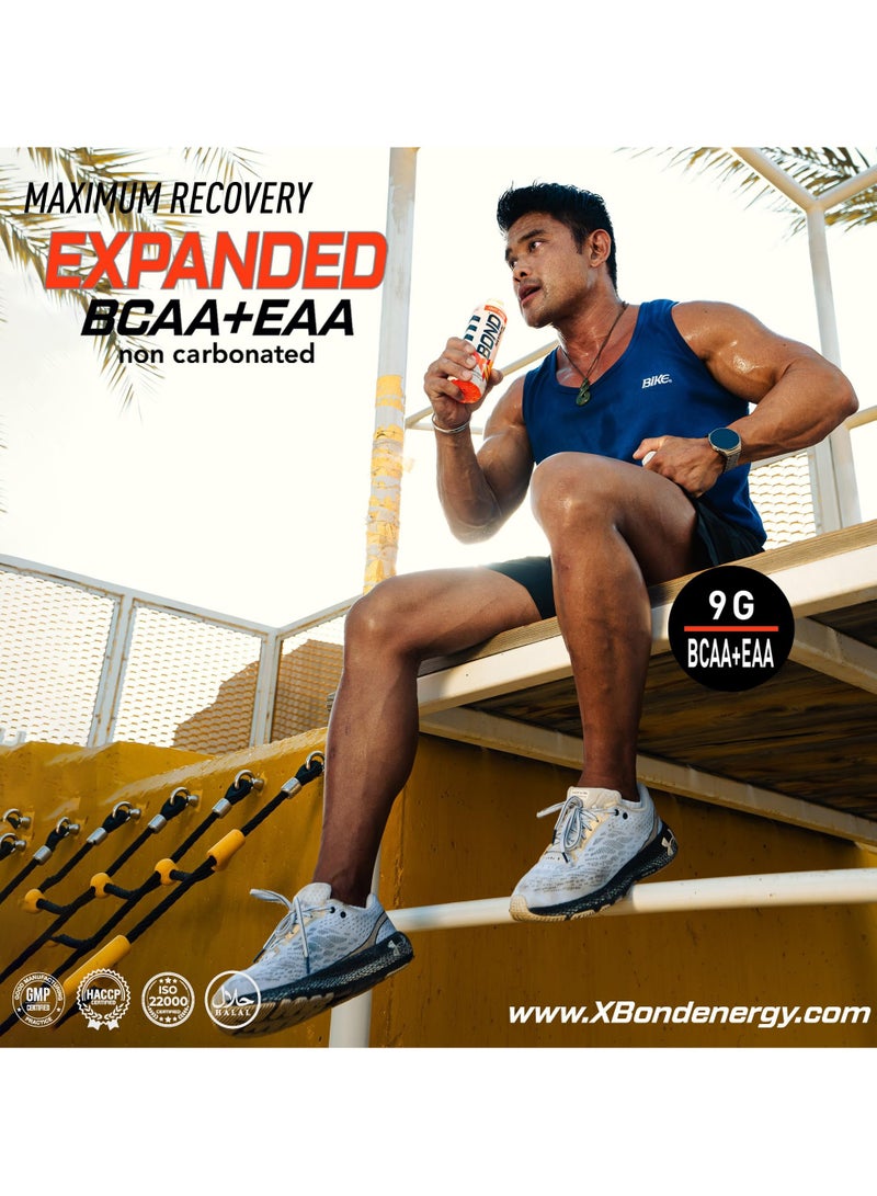 X-BOND 9g BCAA + EAA Fruit Punch Maximum Recovery  Non Carbonated Drink Maximum Amino Drink -  Electrolytes Drink - 16 fl oz (500 ml), Sugar Free 34 Calories, 60mg Caffeine Pack of 12