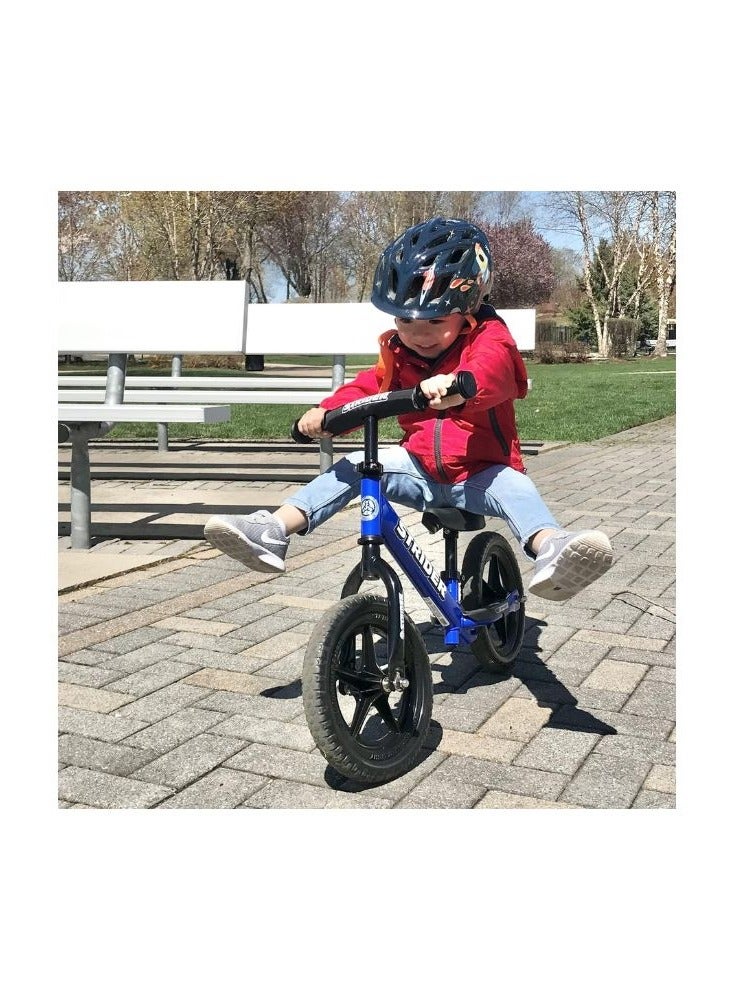 Strider 12” Sport Bike - No Pedal Balance Bicycle for Kids 18 Months to 5 Years - Includes Safety Pad, Padded Seat, Mini Grips & Flat-Free Tires - Tool-Free Assembly & Adjustments- Blue