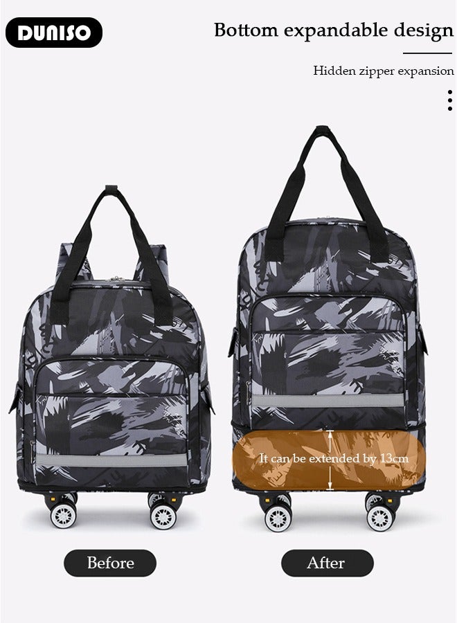 Travel Luggage Bag, Foldable Carry on Luggage Airline Approved, Lightweight Carry on Suitcase with Spinner Wheels, Family Travel Suitcase with Shoulder straps Wheels Detachable