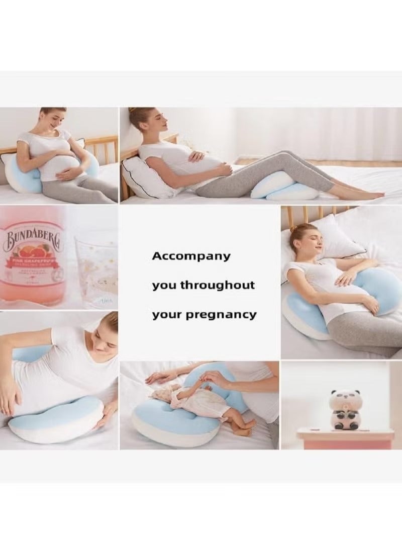 Maternity Pillow, Pregnancy Body Pillow Support for Back, Legs, Belly, Hips of Pregnant Women, Detachable and Adjustable with Pillow Cover (Blue)