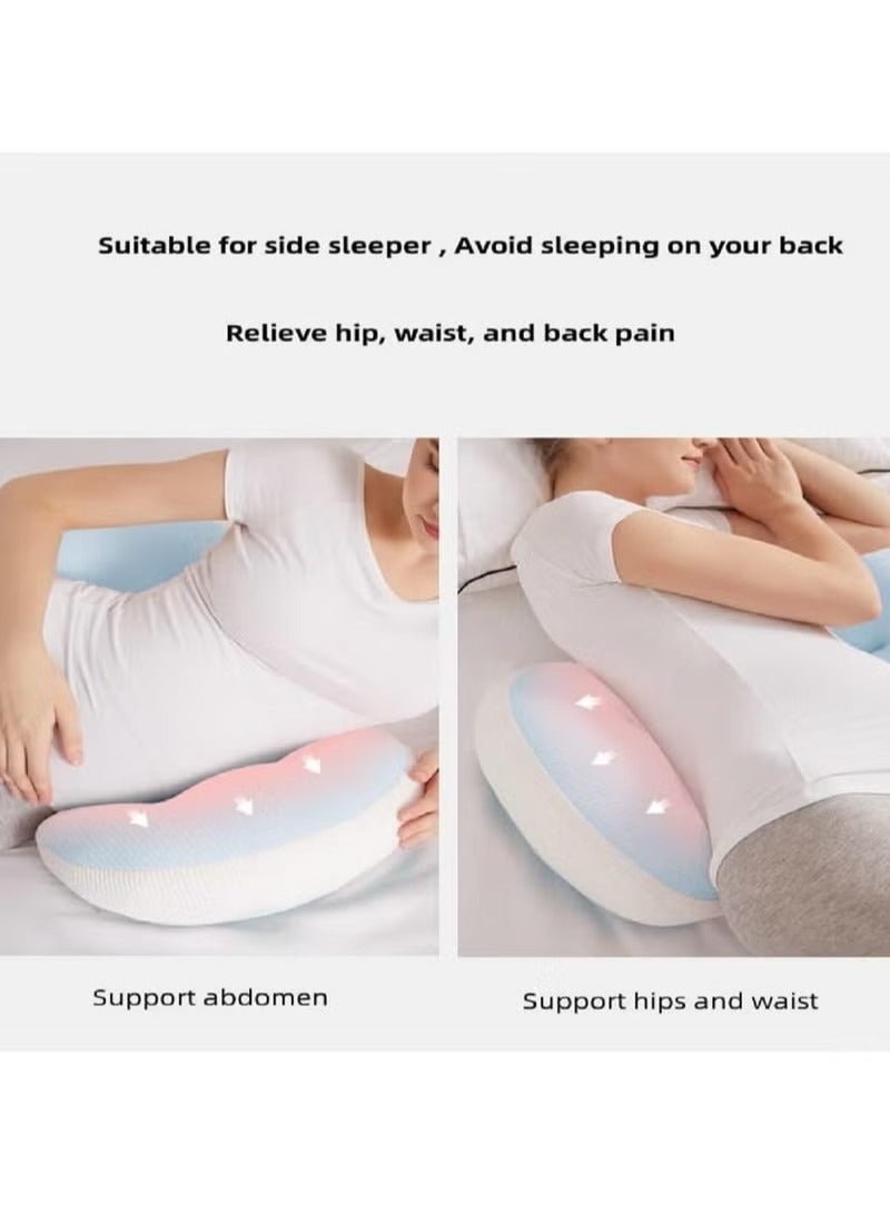 Maternity Pillow, Pregnancy Body Pillow Support for Back, Legs, Belly, Hips of Pregnant Women, Detachable and Adjustable with Pillow Cover (Blue)