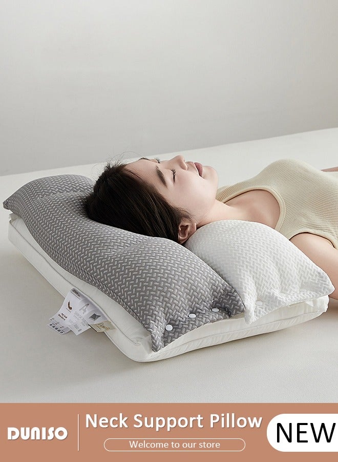 Double Layer Neck Support Pillow, Detachable 3-in-1 Neck Pillow for Shoulder and Neck Pain Relief, Ergonomic Cervical Contour Anti Snore Pillows for Front Back Side Sleepers