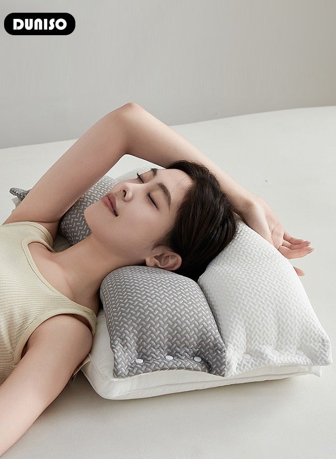 Double Layer Neck Support Pillow, Detachable 3-in-1 Neck Pillow for Shoulder and Neck Pain Relief, Ergonomic Cervical Contour Anti Snore Pillows for Front Back Side Sleepers