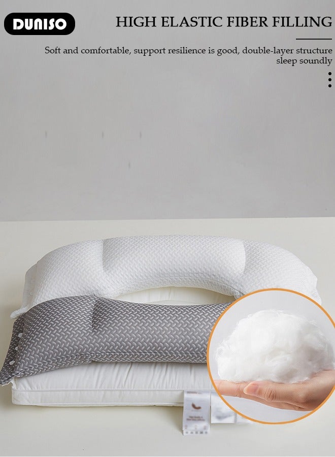 Double Layer Neck Support Pillow, Detachable 3-in-1 Neck Pillow for Shoulder and Neck Pain Relief, Ergonomic Cervical Contour Anti Snore Pillows for Front Back Side Sleepers