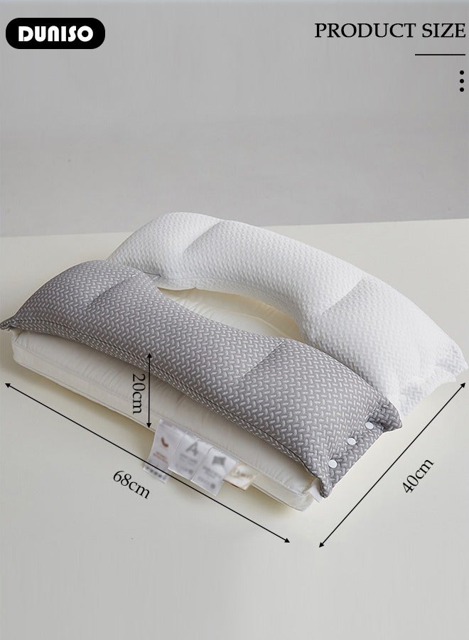 Double Layer Neck Support Pillow, Detachable 3-in-1 Neck Pillow for Shoulder and Neck Pain Relief, Ergonomic Cervical Contour Anti Snore Pillows for Front Back Side Sleepers