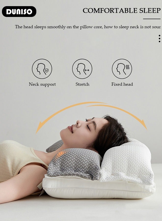 Double Layer Neck Support Pillow, Detachable 3-in-1 Neck Pillow for Shoulder and Neck Pain Relief, Ergonomic Cervical Contour Anti Snore Pillows for Front Back Side Sleepers