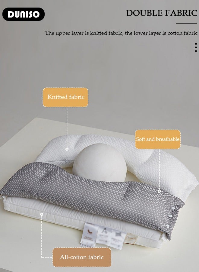 Double Layer Neck Support Pillow, Detachable 3-in-1 Neck Pillow for Shoulder and Neck Pain Relief, Ergonomic Cervical Contour Anti Snore Pillows for Front Back Side Sleepers