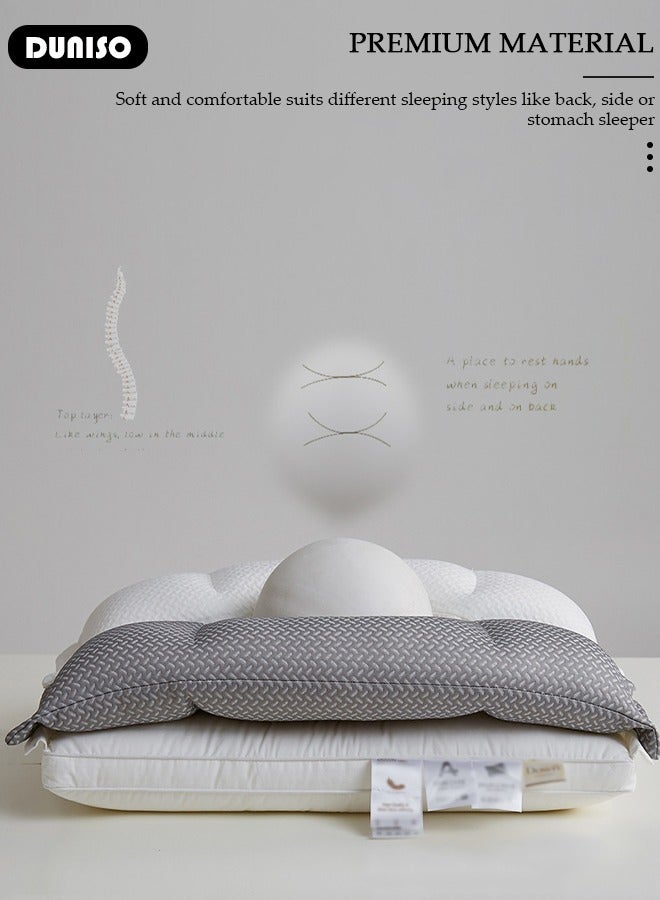 Double Layer Neck Support Pillow, Detachable 3-in-1 Neck Pillow for Shoulder and Neck Pain Relief, Ergonomic Cervical Contour Anti Snore Pillows for Front Back Side Sleepers