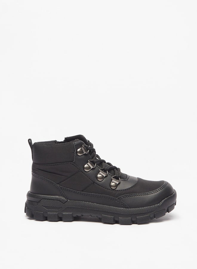 Boys Textured High Cut Boots With Zip Closure