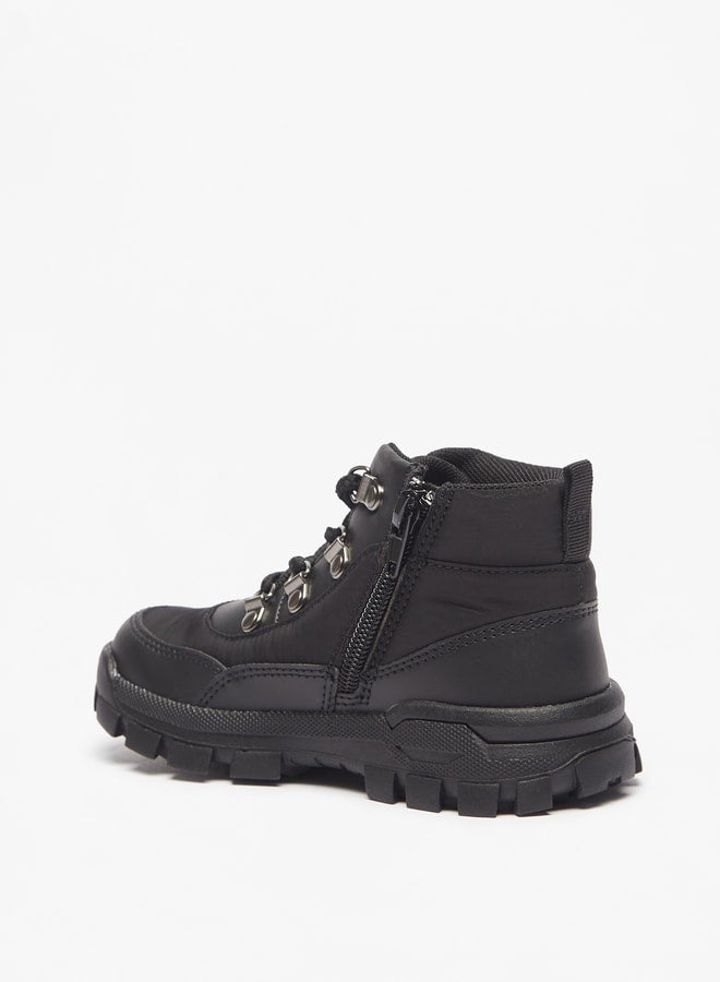 Boys Textured High Cut Boots With Zip Closure