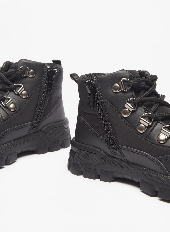 Boys Textured High Cut Boots With Zip Closure