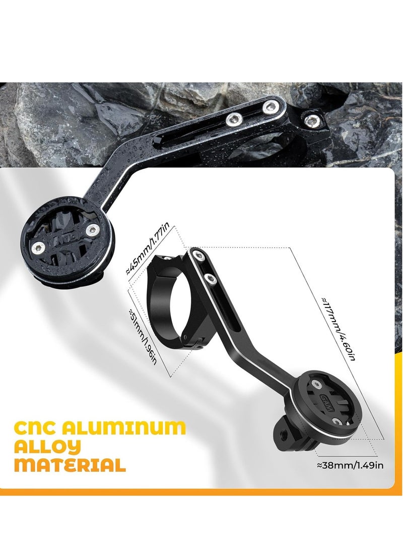 Bicycle Seat Post Bracket Support, Bike Computer Mount Compatible with Garmin GPS, CNC Aluminum Handlebar 22-35mm Stand Holder