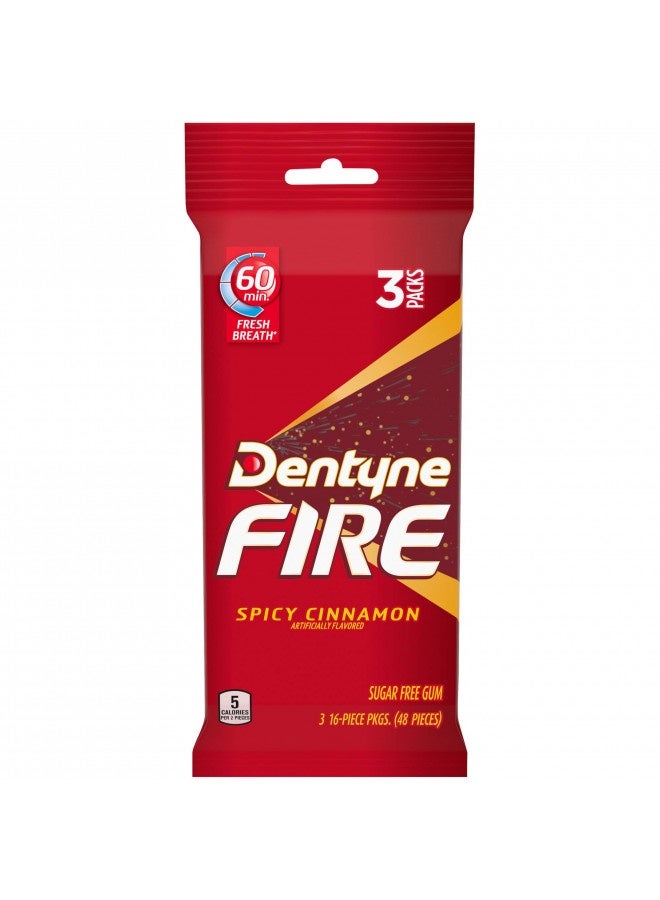 Dentyne Fire Spicy Cinnamon Sugar Free Gum, 3 Packs Of 16 Pieces (48 Total Pieces)