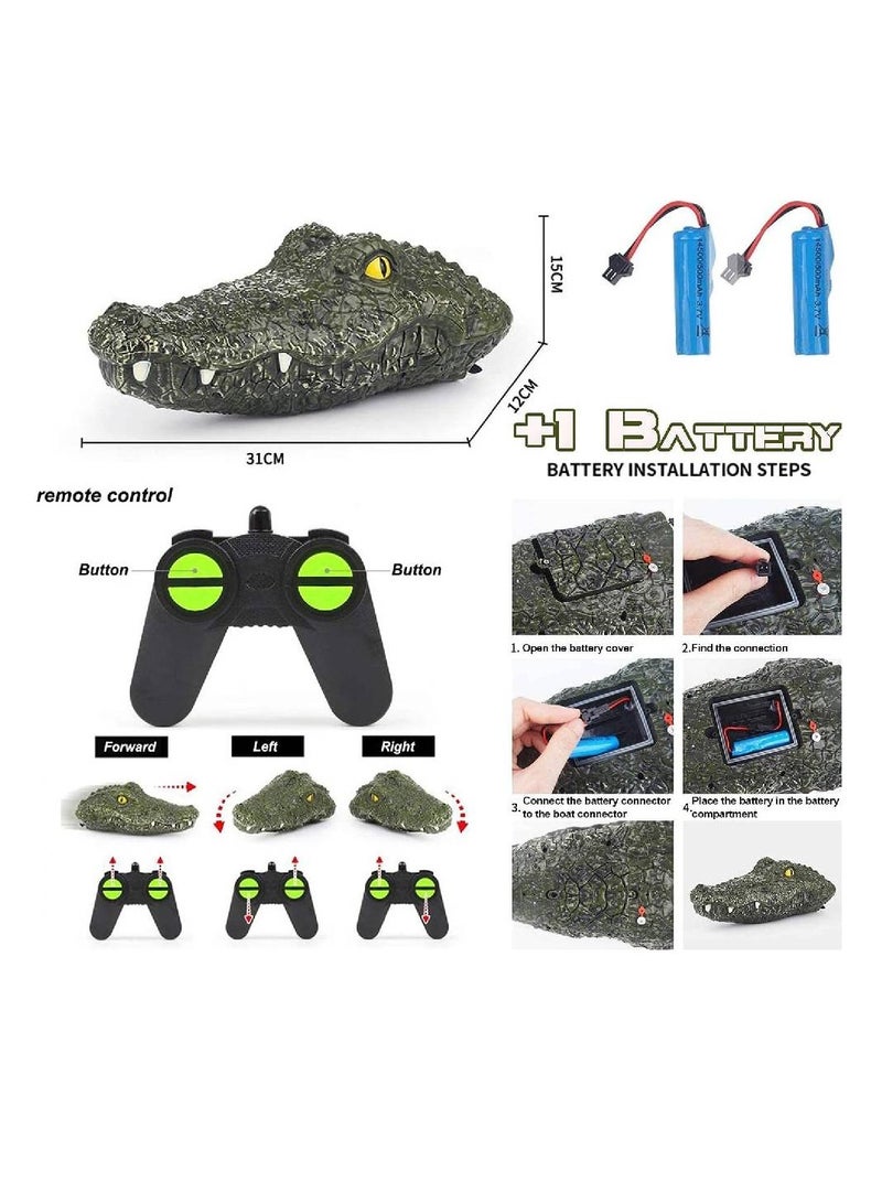 2.4GHz Remote Control Crocodile Head Boat for Pools and Lakes High Simulation Alligator Head RC Boats Prank Toys for Adults and Kids