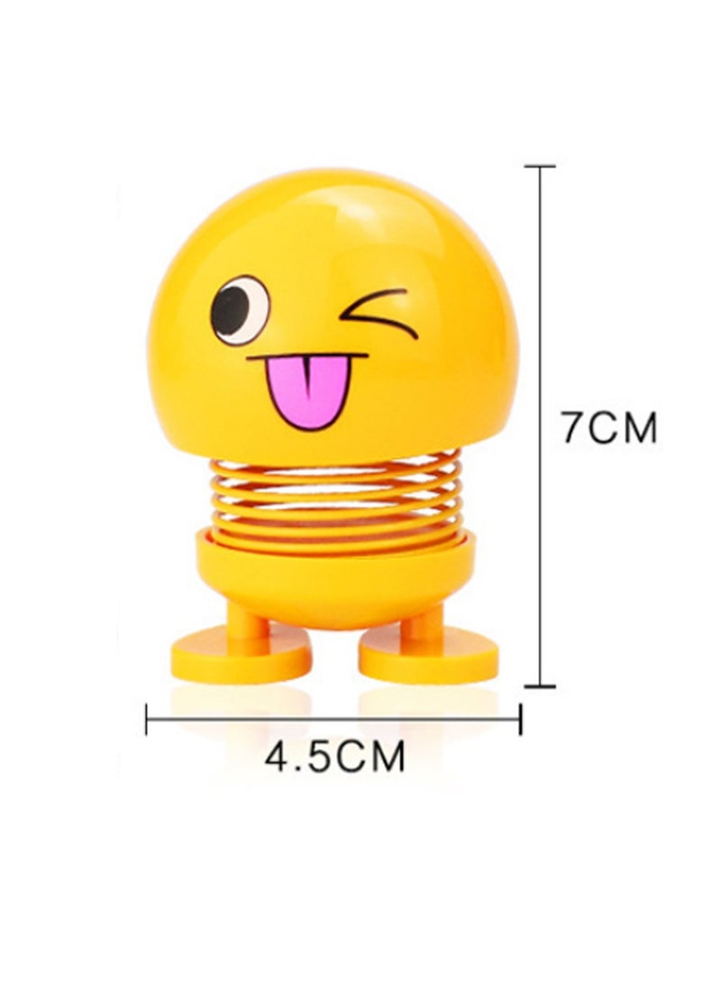 6-Piece Set of Car Smiley Expression Pack Spring Shaking Head Doll Car Ornaments Bouncing Doll Internet Celebrity Car Decorations