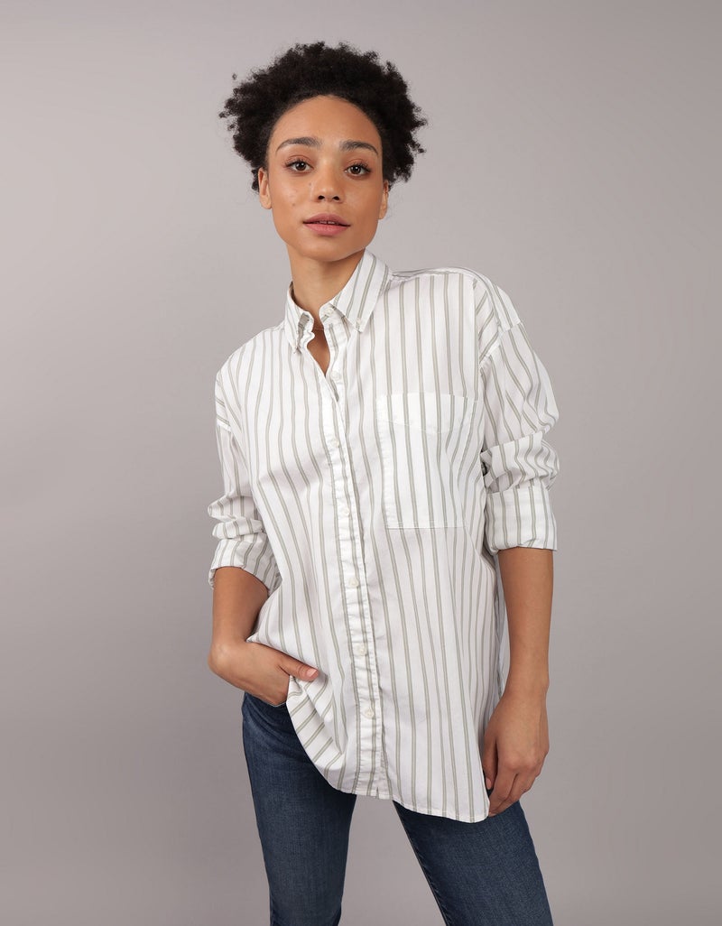 Striped Long Sleeve Button Down Shirt