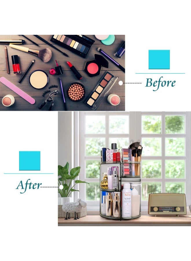 Gray  - 360 Degree Rotation Makeup Organiser Grey  Lazy Susan Cosmetics Storage Shelf Makeup Carousel Rotating Display Rack  Great For Countertop Bathroom Counter