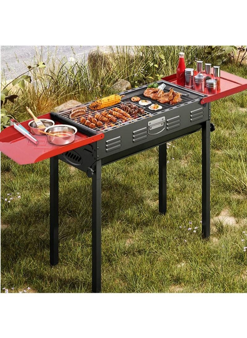 Charcoal Grill, Barbecue Grill Stainless Steel Barbecue Folding Portable for Outdoor Cooking Camping Hiking Picnics