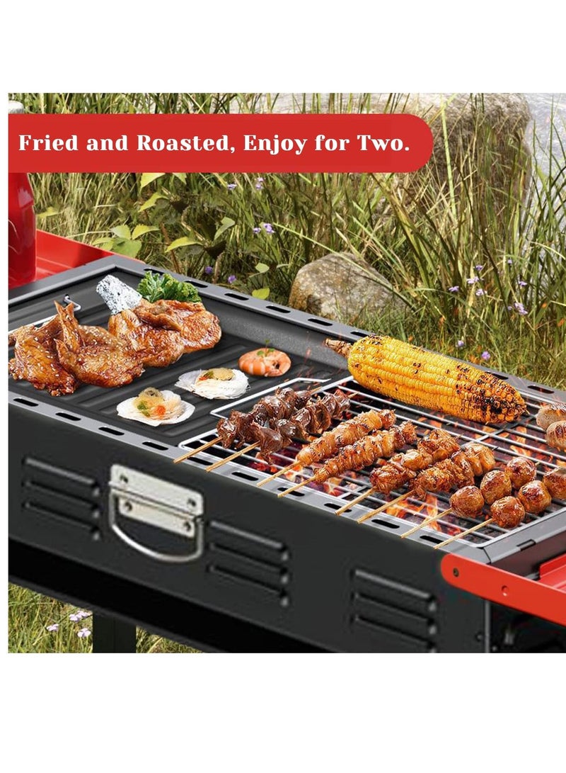 Charcoal Grill, Barbecue Grill Stainless Steel Barbecue Folding Portable for Outdoor Cooking Camping Hiking Picnics