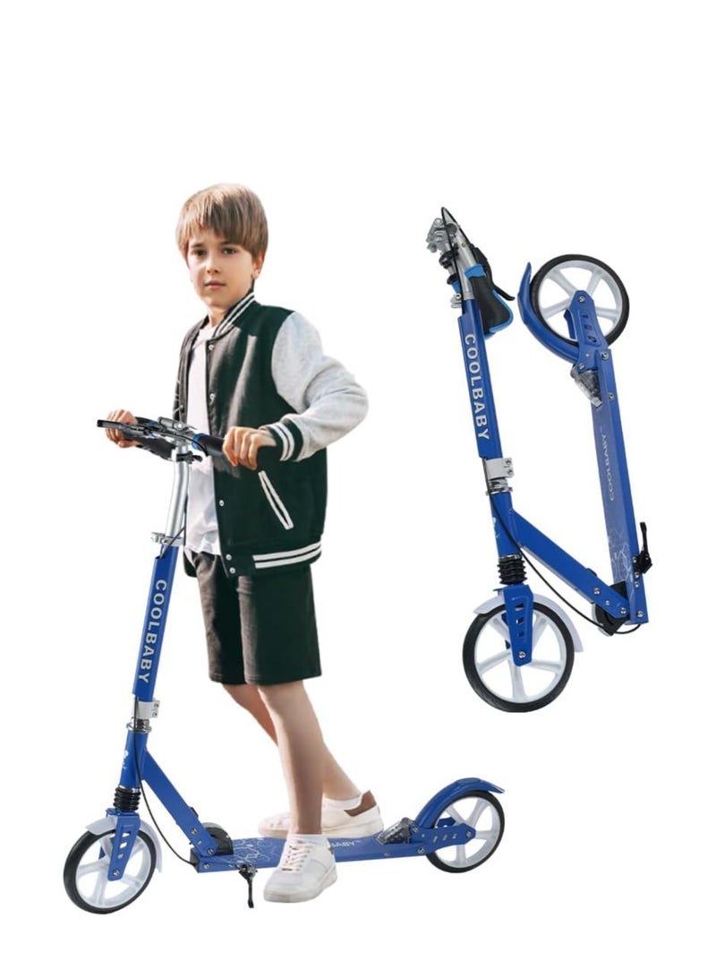 COOLBABY Adult Foldable Scooter 200MM Large Wheel Aluminum Alloy Scooter Maximum Loading 150kg 8-12km/h