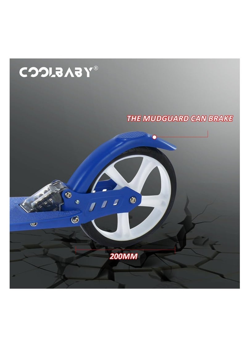 COOLBABY Adult Foldable Scooter 200MM Large Wheel Aluminum Alloy Scooter Maximum Loading 150kg 8-12km/h