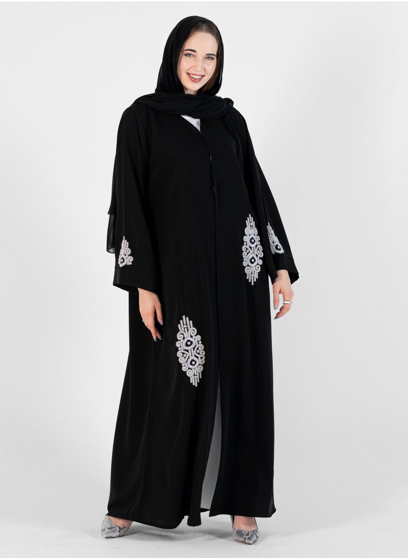 Elegant abaya with lulu embroidery design