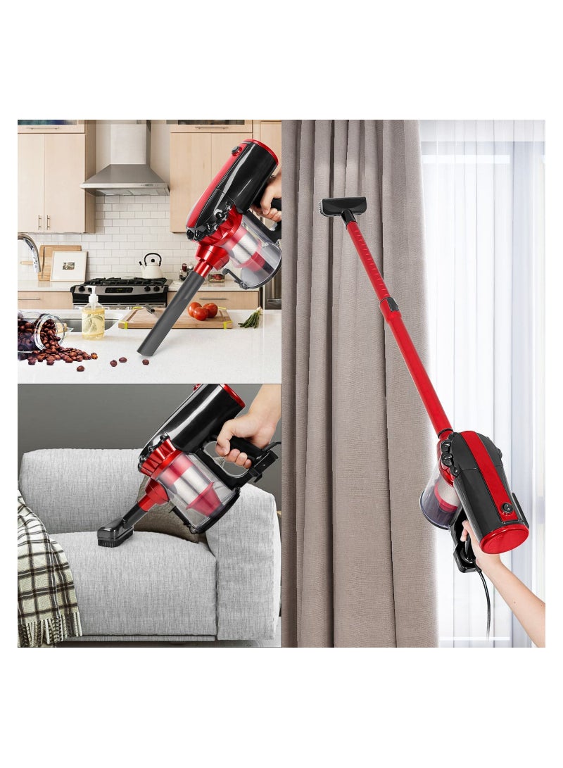 SINCHER Vacuum Cleaner Corded with 17KPa Handheld Vacuum Powerful Suction, Adjustable Lightweight 3 in 1 Stick Vacuum with HEPA Filter for Hard Floor