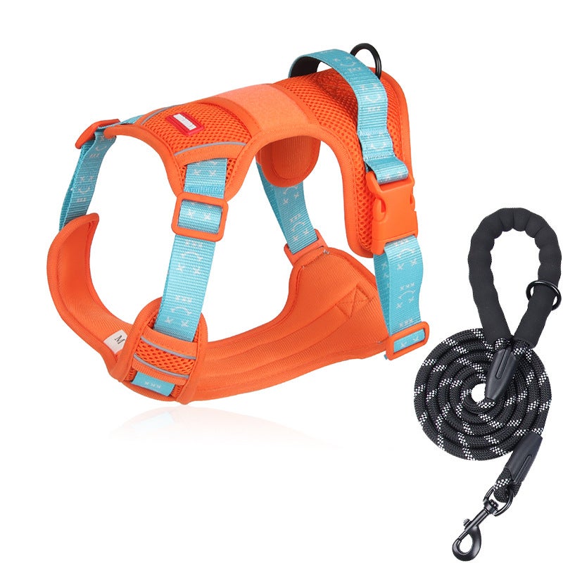 Dog Leash Chest Retractable Dog Vest Dog Neck Ring Labrador Dog Walking Chain Chai Dog Chest StrapOrange +1.5 traction rope Orange +1.5 traction rope