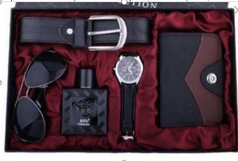 Mens Fashion Watch Belt Wallet Keychain Gift SetAll Black 2 Set All Black 2 Set