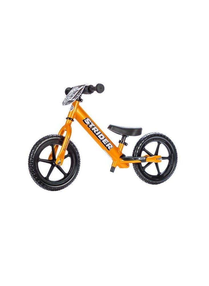 Strider 12”  Pro Bike - No Pedal Balance Bicycle for Kids 18 Months to 5 Years - Includes Safety Pad, Padded Seat, Mini Grips & Flat-Free Tires - Tool-Free Assembly & Adjustments