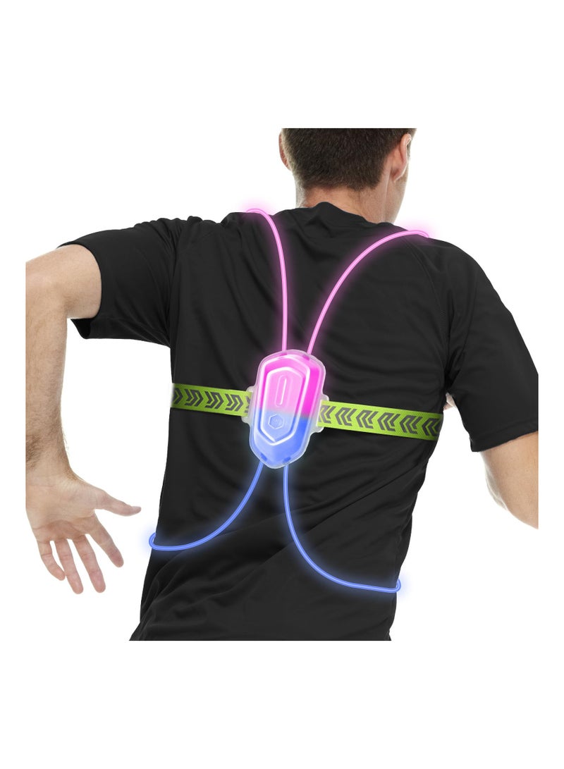 LED Reflective Running Vest with Front Light - High Visibility, Lightweight, Anti-Slip Safety Gear for Outdoor Sports. Rechargeable Light, Available in Multiple Colors for Any Outfit.