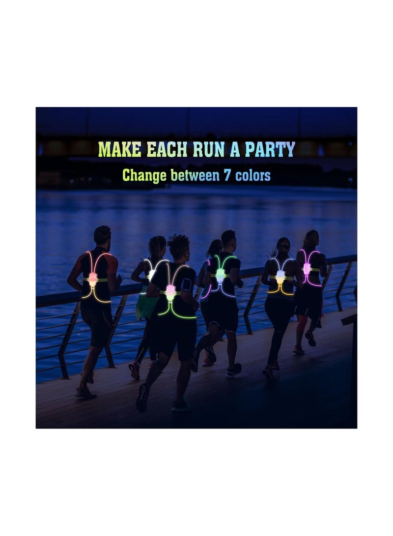 LED Reflective Running Vest with Front Light - High Visibility, Lightweight, Anti-Slip Safety Gear for Outdoor Sports. Rechargeable Light, Available in Multiple Colors for Any Outfit.