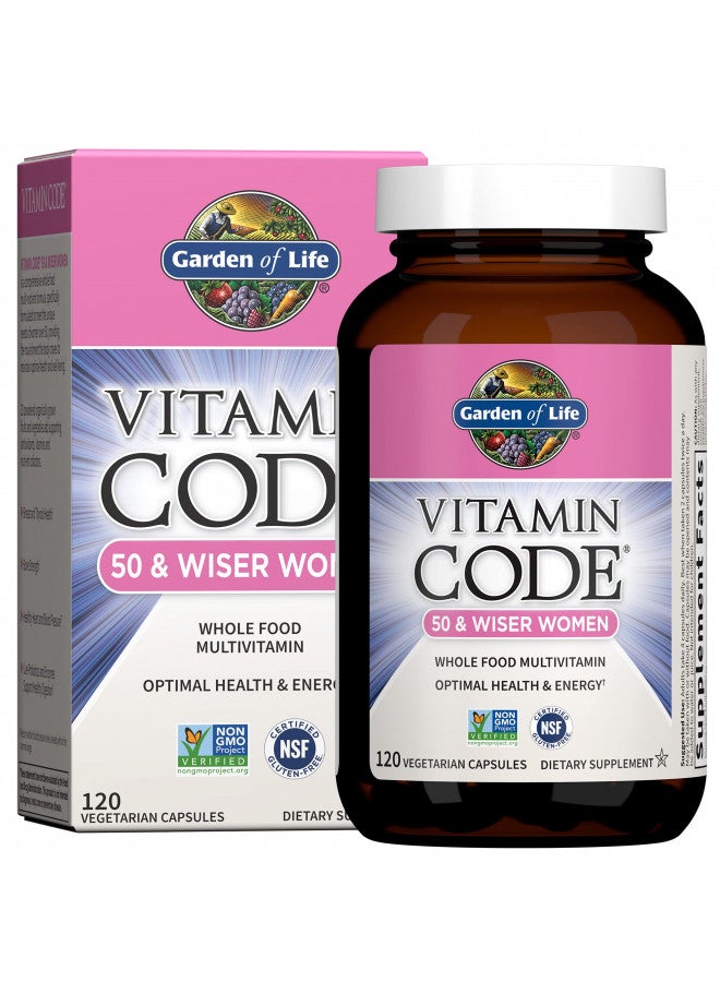 Garden of Life Multivitamin for Women 50 & Over, Vitamin Code Women 50 & Wiser Multi, Vitamins for Women 50 Plus with B Vitamins, Vitamins A, C, D3, E & K, CoQ10, Probiotics & Enzymes, 120 Capsules