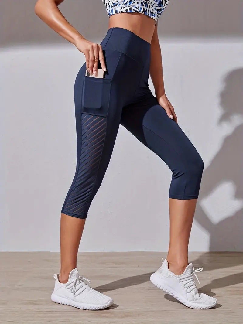 Contrast color stitching running trousers belly contracting hip lifting yoga clothes fitness sports nude tight leggings high waist croppedNavy blue Navy blue