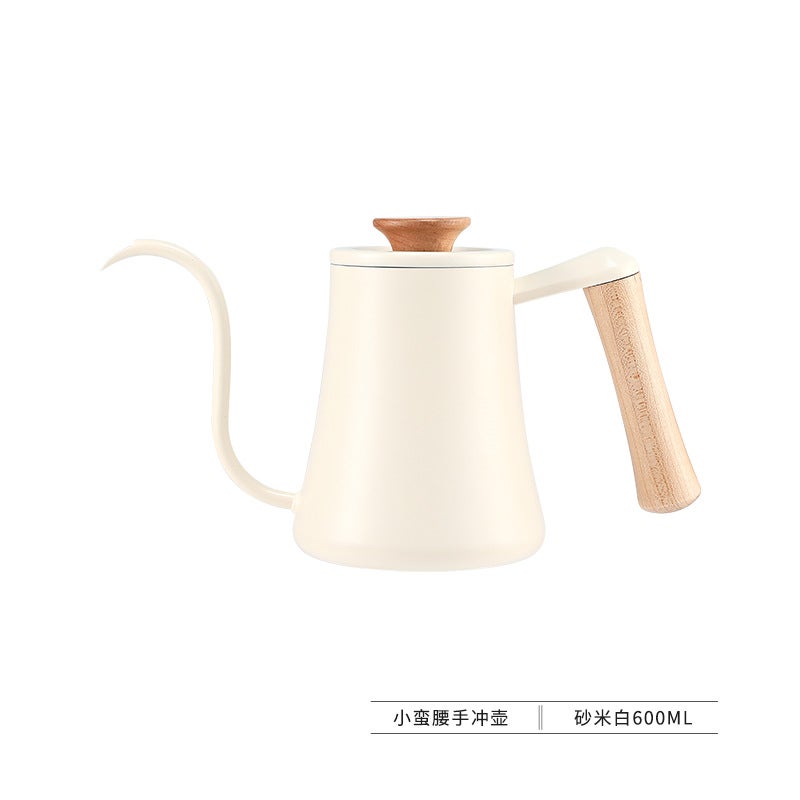 Stainless Steel Gooseneck Coffee Pot 600mlUpgrade walnut handle white waist 600ml Upgrade walnut handle white waist 600ml