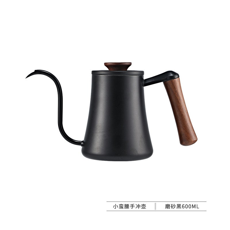 Stainless Steel Gooseneck Coffee Pot 600mlUpgrade walnut handle black waist 600ml Upgrade walnut handle black waist 600ml