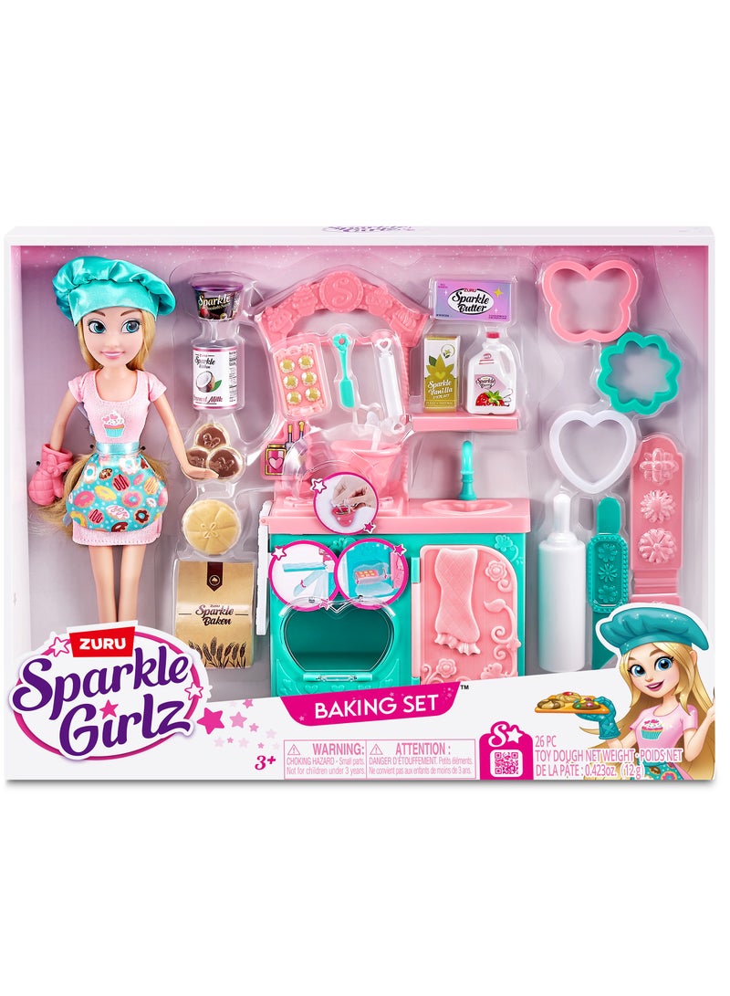 Zuru Sparkle Girlz-Dolls Playset-Dolls Lifestyl 10.5 Doll bakeoff Window Box, Bulk, 4Pcs