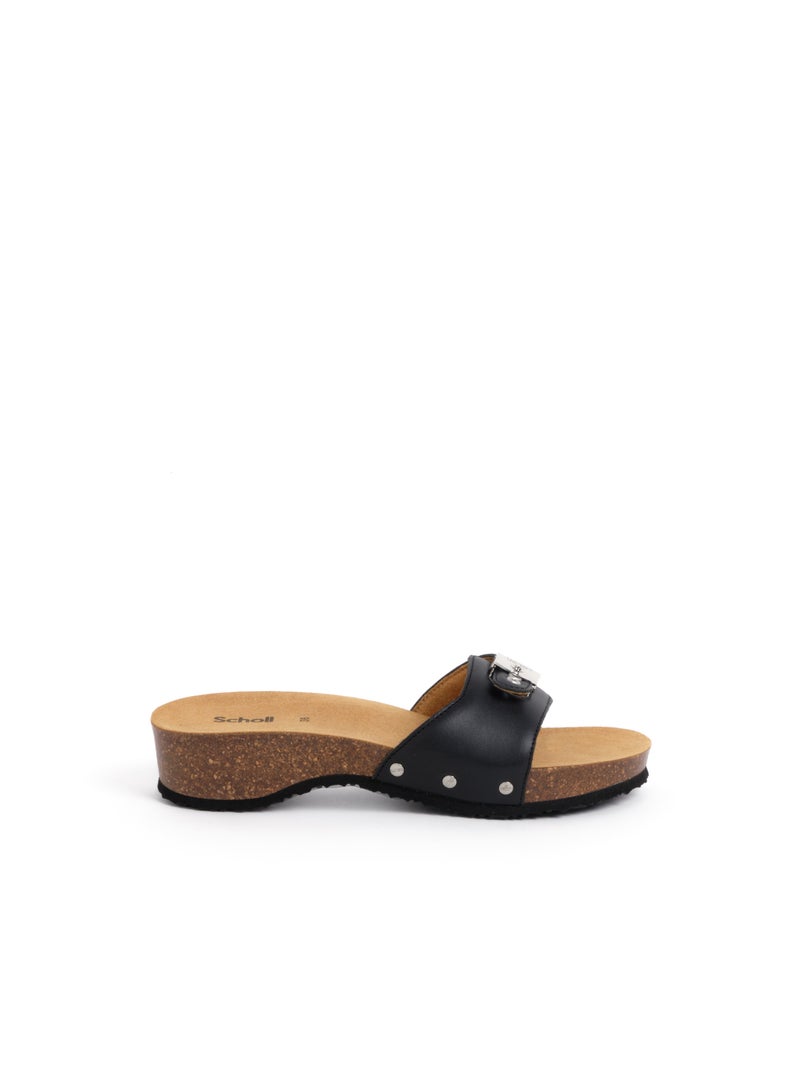 MULES BLACK PESCURA HEEL CORK