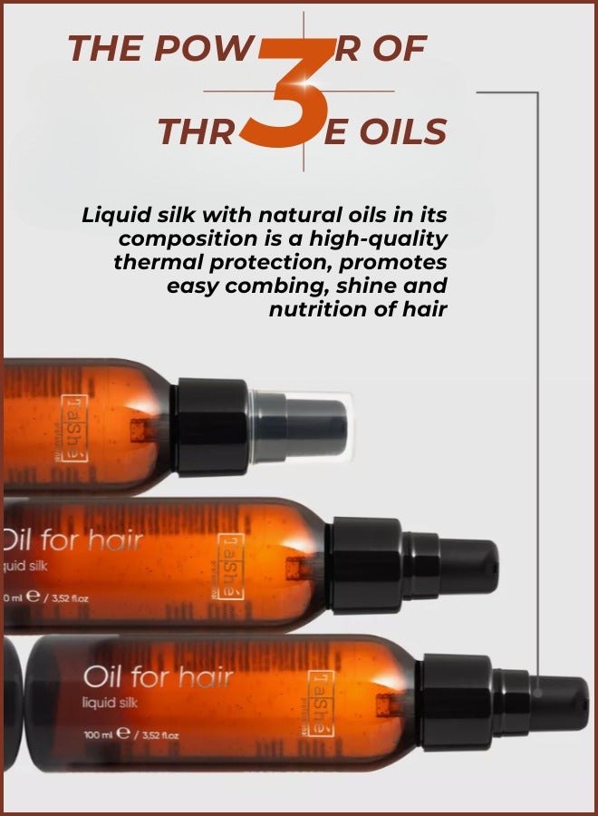 Thermal Protection Hair Oil & Repairing Serum for Damaged Hair, with Avocado, Macadamia & Almond Oils - Adds Shine, Smooths, Hydrates & Nourishes, Fixes Split Ends, 100ml