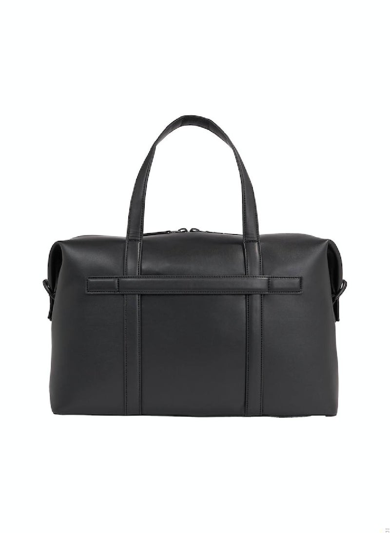 Men's Weekend Bag -  smooth faux leather exterior, Black