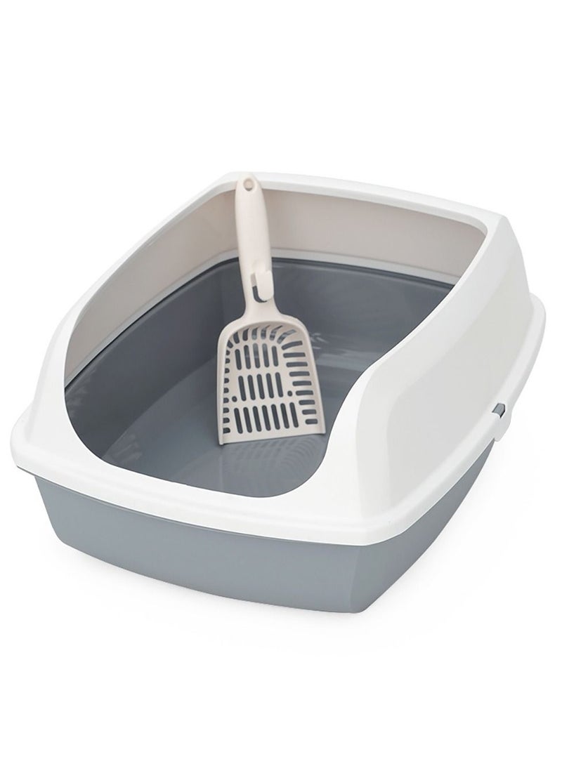 Cat Litter Box Cat Litter Box Deodoriser Anti-splash Kitten Kitten Litter Box Semi-open Litter Box Grey