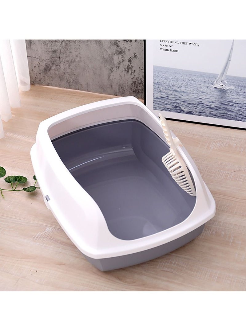 Cat Litter Box Cat Litter Box Deodoriser Anti-splash Kitten Kitten Litter Box Semi-open Litter Box Grey