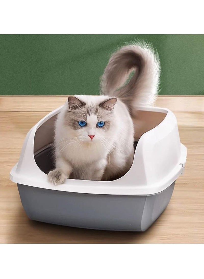 Cat Litter Box Cat Litter Box Deodoriser Anti-splash Kitten Kitten Litter Box Semi-open Litter Box Grey